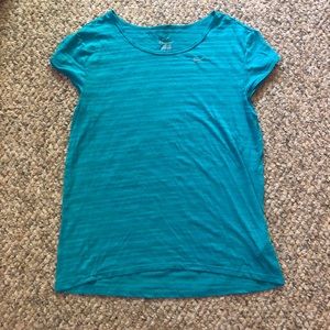 Small Nike teal striped dri-fit workout top